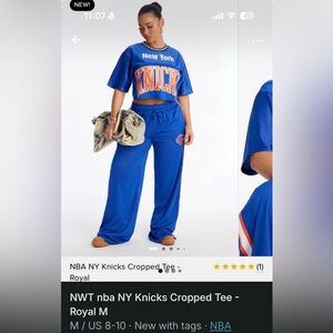 NBA Blue and Orange New York Knicks Cropped Tee